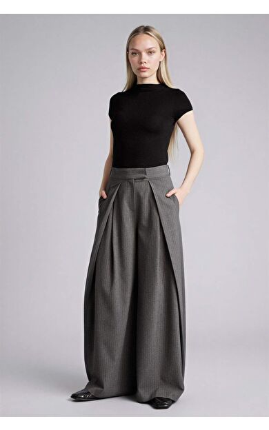 Wıde Leg Yüksek Bel Düz Paça Jean Pantolon