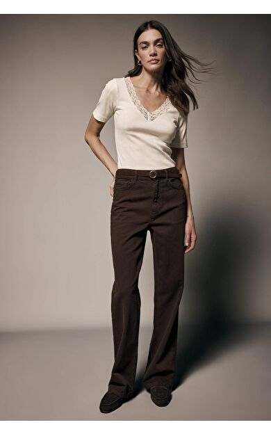 Straıght Fıt Normal Bel Düz Paça Gabardin Pantolon