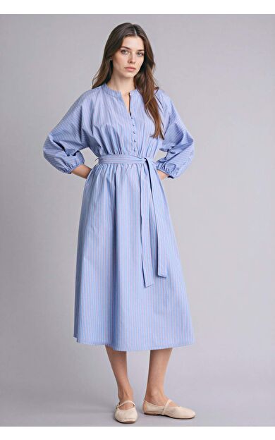 Kaçık Yaka Poplin Yarım Kol Elbise