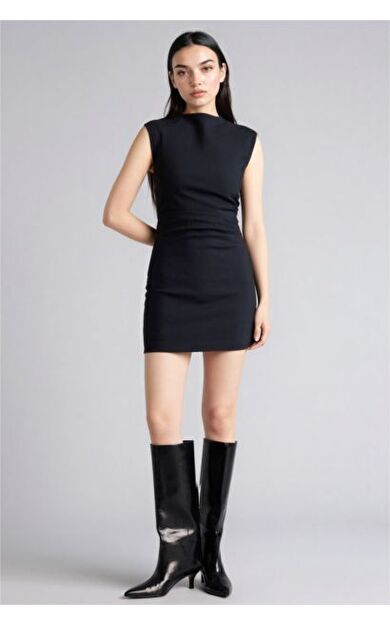 DeFacto Bodycon Vücudu Saran Dik Yaka Kolsuz Elbise