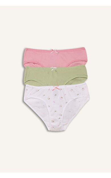 DeFacto Çiçekli Penye 3'lü Slip Külot Kız Çocuk