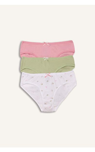 DeFacto Çiçekli Penye 3'lü Slip Külot Kız Çocuk