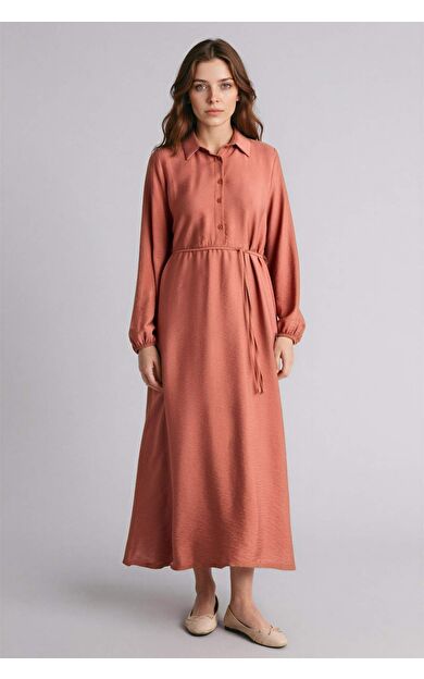Gömlek Yaka Uzun Kollu Elbise