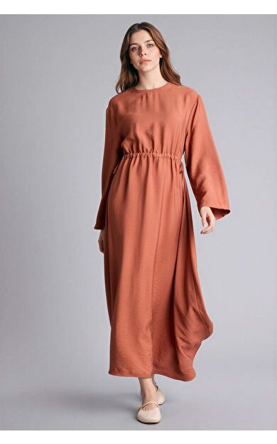 Bisiklet Yaka Uzun Kollu Elbise