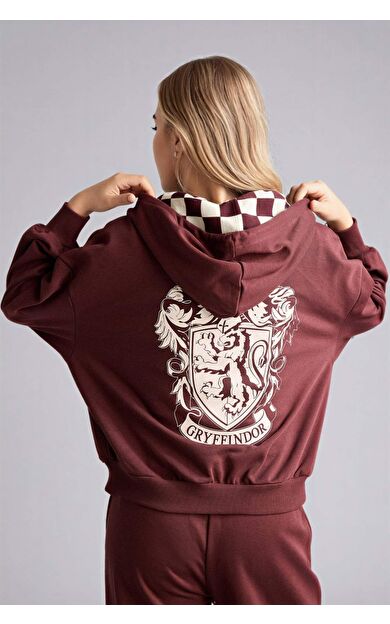 Harry Potter Oversıze Kapüşonlu Baskılı Hırka
