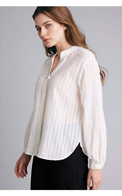 DeFacto Regular Fıt Bisiklet Yaka Pamuklu Uzun Kollu Gömlek