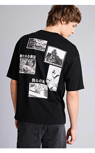 DeFacto Star Wars Boxy Fıt Bisiklet Yaka Baskılı Kısa Kollu Tişört