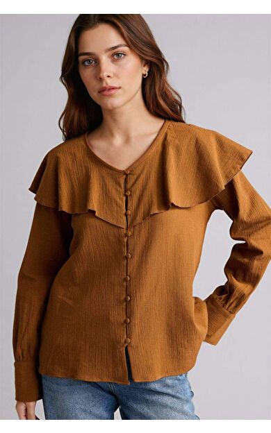 DeFacto Regular Fıt Krinkıl Kumaş Uzun Kollu Tunik