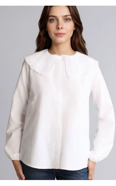 DeFacto Regular Fıt Poplin Uzun Kollu Tunik Beyaz H0281AX26SPWT32
