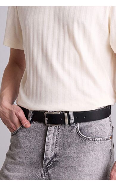 DeFacto Erkek Dikdörtgen Toka Suni Deri Günlük Kemer