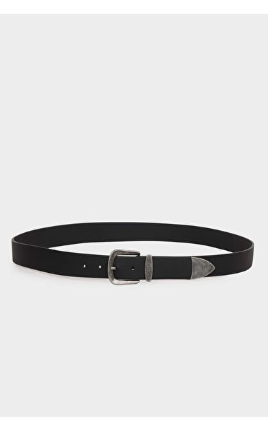 Erkek Dikdörtgen Toka Suni Deri Günlük Kemer