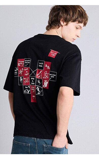 DeFacto %100 Pamuk Boxy Fit Baskılı Tişört