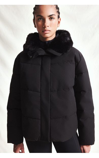 DeFacto Regular Fit Kürk Polo Yaka Fermuarlı Şişme Mont