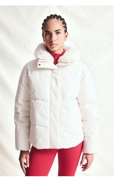 DeFacto Regular Fit Kürk Polo Yaka Fermuarlı Şişme Mont