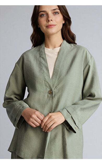DeFacto Regular Fıt V Yaka Modal Kimono