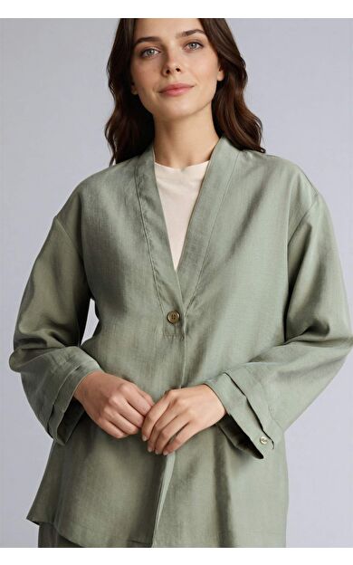 DeFacto Regular Fıt V Yaka Modal Kimono