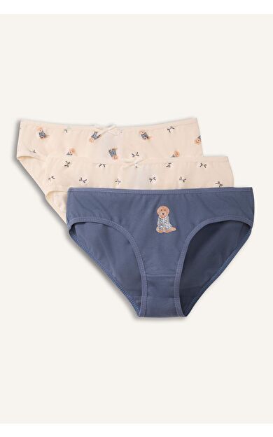 DeFacto Baskılı Penye 3'lü Slip Külot Kız Çocuk