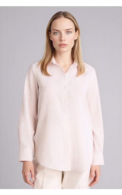 DeFacto Regular Fıt Gömlek Yaka Flamlı Pamuk Uzun Kollu Tunik