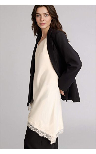 DeFacto Regular Fıt V Yaka Saten Kısa Kollu Tunik