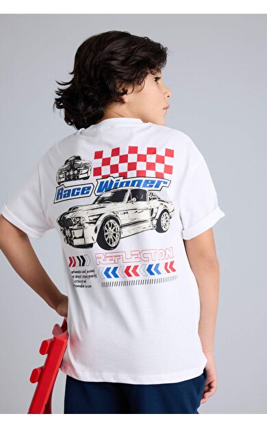 DeFacto Oversıze Bisiklet Yaka Kısa Kollu Tişört Erkek Çocuk