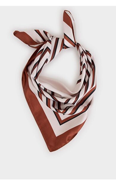 Kadın Çizgili Saten Fular