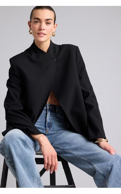 DeFacto Oversıze Hakim Yaka Blazer Ceket Siyah H1118AX26SMBK81