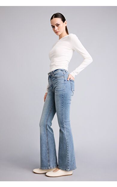 DeFacto Flare Fit Orta Bel İspanyol Paça Jean Pantolon