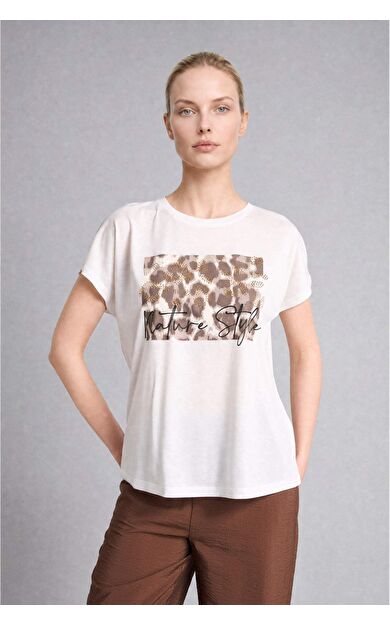 DeFacto Bisiklet Yaka Hayvan Desenli Kısa Kollu Tişört