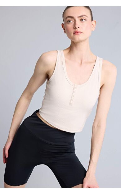 DeFacto Crop Top Düğmeli Yaka Sporcu Atlet