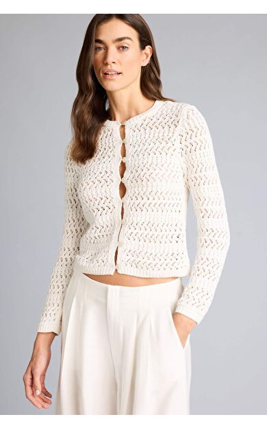 DeFacto Regular Fıt Bisiklet Yaka Dantelli Hırka