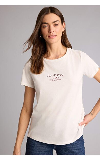 DeFacto Regular Fıt Bisiklet Yaka Sebze Baskılı Penye Kısa Kollu Tişört