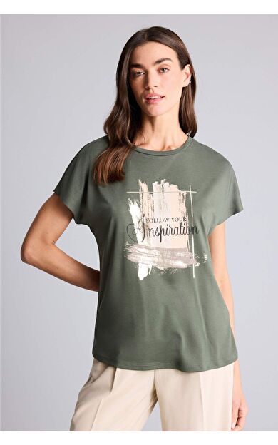 DeFacto Relax Fıt Bisiklet Yaka Baskılı Kısa Kollu Tişört