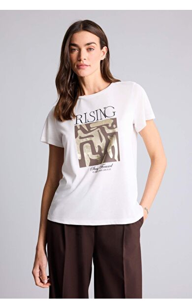 Regular Fıt Bisiklet Yaka Baskılı Kısa Kollu Tişört