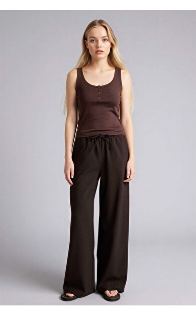 Wıde Leg Çift Cepli Normal Bel Standart Boy Pantolon