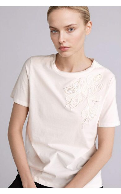 DeFacto Regular Fıt Bisiklet Yaka Nakış Baskı Baskılı Penye Kısa Kollu Tişört