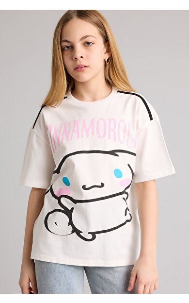 DeFacto Hello Kitty  Oversıze Bisiklet Yaka Kısa Kollu Tişört Kız Çocuk