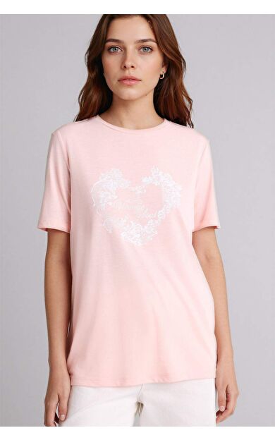 DeFacto Regular Fıt Bisiklet Yaka Çiçekli Kısa Kollu Tişört