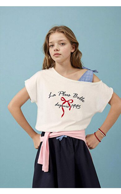 DeFacto Omzu Açık Baskılı Tişört Kız Çocuk