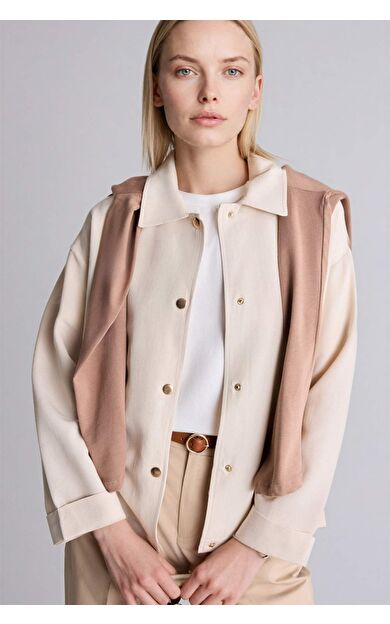 DeFacto Regular Fıt Gömlek Yaka Keten Karışımlı Uzun Kollu Gömlek