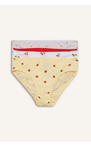 DeFacto Meyve Desenli Penye 3'lü Slip Külot Kız Çocuk