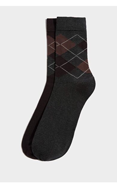 Erkek Dikişsiz 2'li Pamuklu Uzun Çorap