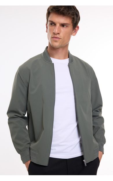 DeFacto Slim Fit Bomber Yaka Fermuarlı Mont Haki