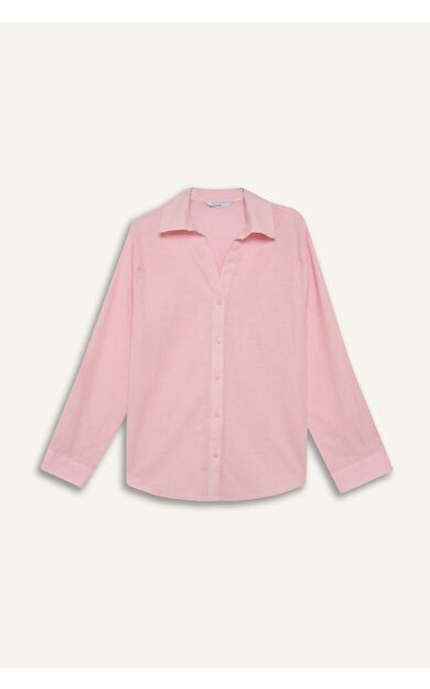 DeFacto Regular Fıt Gömlek Yaka Uzun Kollu Gömlek
