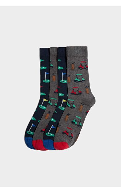 Erkek Çocuk Dikişsiz 4'lü Pamuklu Uzun Çorap