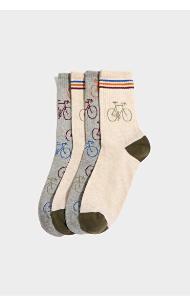 Erkek Çocuk Dikişsiz 4'lü Pamuklu Uzun Çorap