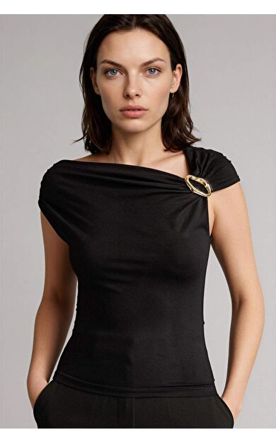 DeFacto Slım Fıt Kayık Yaka Kısa Kollu Tişört