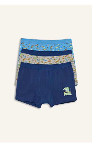 DeFacto Kaykay Baskılı Penye 3'lü Boxer Erkek Çocuk