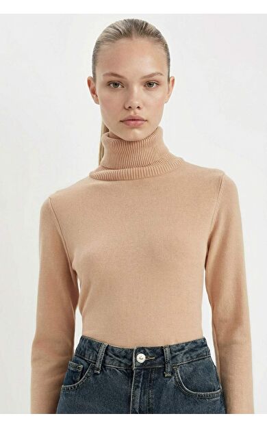 DeFacto Kadın Regular Fit Yumuşak Dokulu Balıkçı Yaka Basic Düz Triko Kazak