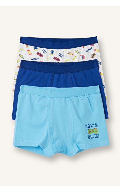 DeFacto Kaykay Baskılı Penye 3'lü Boxer Erkek Çocuk