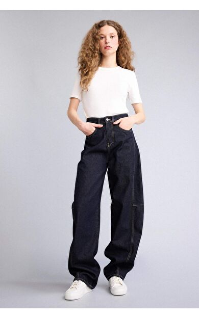 Baggy Fıt Yüksek Bel Uzun Jean Pantolon